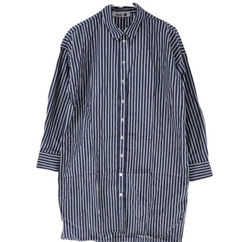 Benin Women's Striped Button Down Tunic Shirt -6